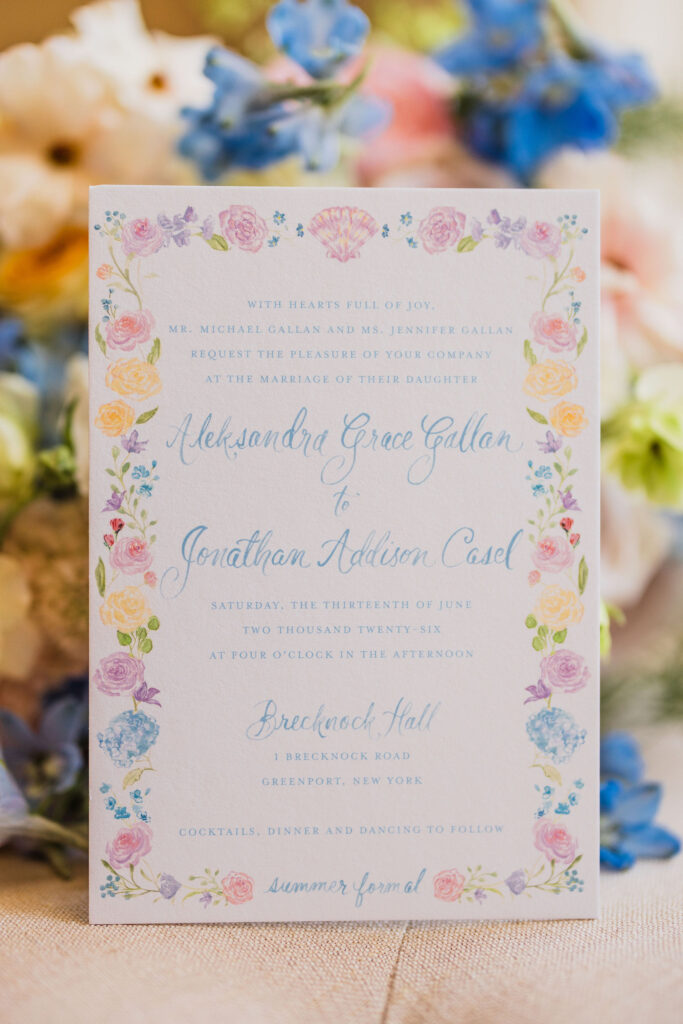 Brecknock Hall wedding invitation